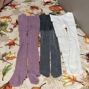 Buy 1 Get 3 Free! Kids' Tights Set - Purple, Black, and White